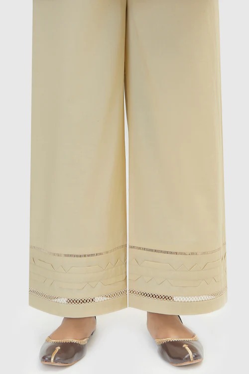 Embellished Cambric Culottes - Beige
